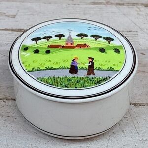 Vintage Porcelain Villeroy & Boch Trinket Jewelry Box Design Naif Depuis 1748